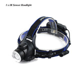10000Lums IR Sensor Headlight USB Rechargeabl LED Headlamp