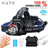 10000Lums IR Sensor Headlight USB Rechargeabl LED Headlamp